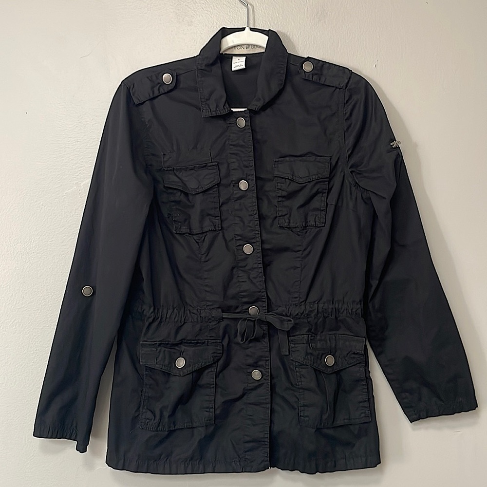 Black cargo jacket. Lightweight. Sz 8